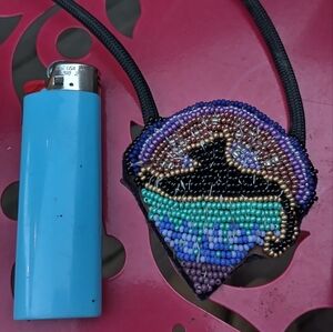 Grateful Dead Beaded Necklace with Pouch